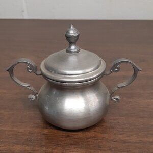 Vintage Pewter Sugar Bowl With Lid
